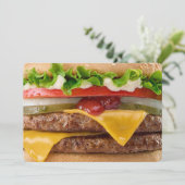 カスタムテキストのチーズバーガー 招待状 (スタンド正面)