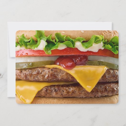 カスタムテキストのチーズバーガー 招待状 (正面)