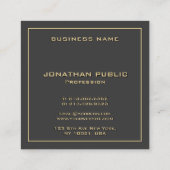 カスタムテキストのモノグラムテンプレートエレガント金ゴールド スクエア名刺 (裏面)