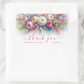 カスタムテキストの感謝の花の水彩アート 長方形シール (バッグ)