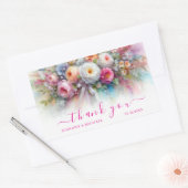 カスタムテキストの感謝の花の水彩アート 長方形シール (封筒)