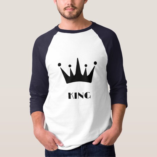 カスタムテキストキングクラウン画像 ベーシック3/4ラグラン Tシャツ (正面)