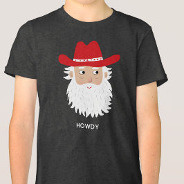カスタムテキストクリスマスのカウボーイサンタクロース トライブレンドTシャツ