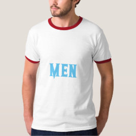 カスタムテキストスカイブルーのメンズベーシックリンガー Tシャツ