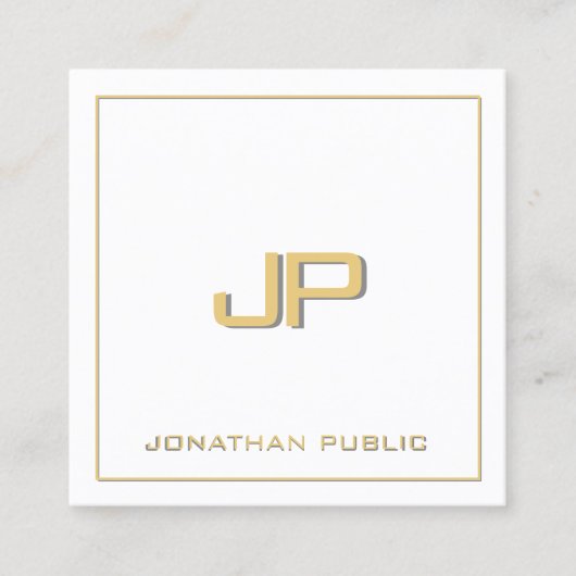 カスタムテキストテンプレートモノグラエレガントム スクエア名刺 (正面)