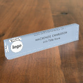 カスタムテキストビジネスパウダーブルー付きシンプルロゴ デスクネームプレート (側面)