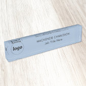 カスタムテキストビジネスパウダーブルー付きシンプルロゴ デスクネームプレート