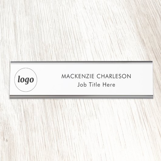 カスタムテキストビジネスプロフェッショナル付きシンプルなロゴ デスクネームプレート