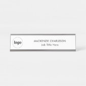 カスタムテキストビジネスプロフェッショナル付きシンプルなロゴ デスクネームプレート (正面)