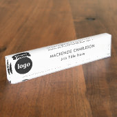 カスタムテキストビジネスプロフェッショナル付きシンプルなロゴ デスクネームプレート (側面)