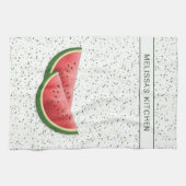 カスタムテキスト付きのワゴムリンの夏のフルーツスライス キッチンタオル (横)