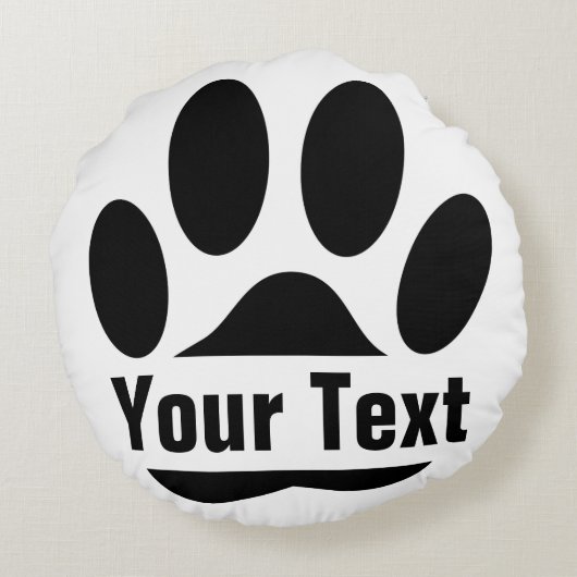 カスタムテキスト付き分割フレーム犬の足跡 ラウンドクッション (裏面)