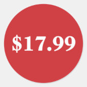 カスタムテキスト付き赤い円形プライスタグステッカー ラウンドシール (正面)