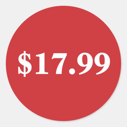 カスタムテキスト付き赤い円形プライスタグステッカー ラウンドシール (正面)