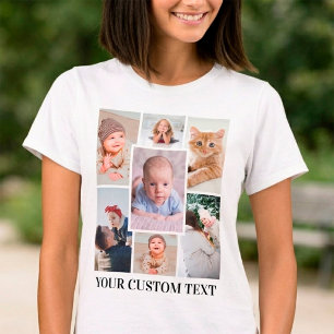 カスタムテキスト付き7枚写真コラージュ Tシャツ
