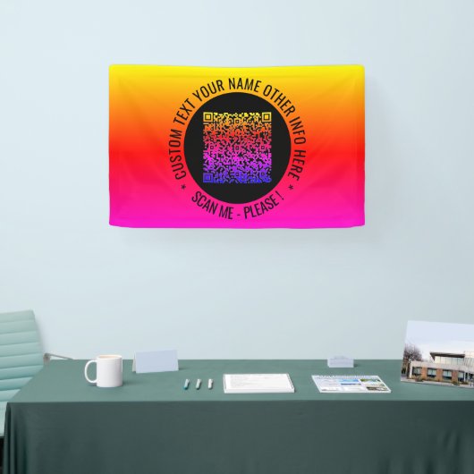 カスタムテキスト付きQRコードスキャンバナーテンプレート 横断幕 (トレードショー)