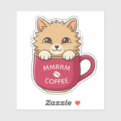 カスタムテキスト入りかわいい漫画猫のコーヒーマグ シール (シート)