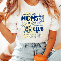 カスタムテキスト入りイエローストライプTired Moms Soccer Club