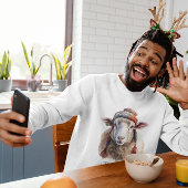 カスタムテキスト入りウィンターハットとクリスマスの羊 スウェットシャツ