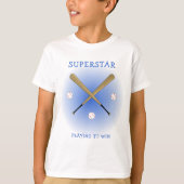 カスタムテキスト入りクロスバット 野球スター Tシャツ (正面)
