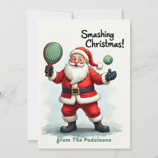 🎾🎄カスタムテキスト入りサンタのパデルポップ シーズンカード (正面)