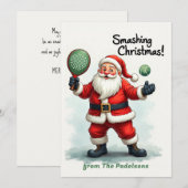 🎾🎄カスタムテキスト入りサンタのパデルポップ シーズンカード (正面/裏面)