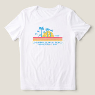 カスタムテキスト入りピックルボールサンセットクールレトロストライプ トライブレンドTシャツ
