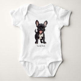 🐶カスタムテキスト入りフレンチブルドッグの子犬 ベビーボディスーツ