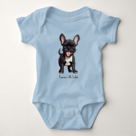 🐶カスタムテキスト入りフレンチブルドッグの子犬 ベビーボディスーツ