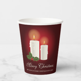 カスタムテキスト入りレッドクリスマスキャンドル 紙コップ