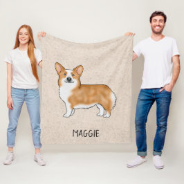 カスタムテキスト入りレッドペンブロークウェルシュコーギーかわいい犬 フリースブランケット