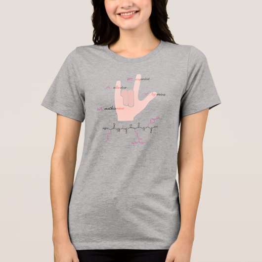 カスタムテキスト入りMARYペプチドI-love-Uサイン トライブレンドTシャツ (正面)