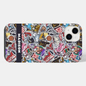 カスタムテキスト大学コミックパターン iPhoneケース (裏面横)