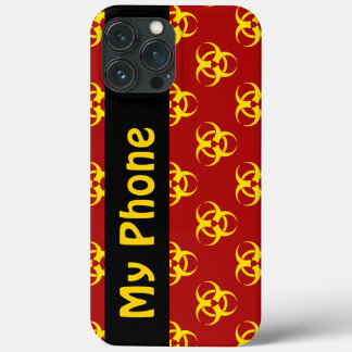 カスタムテキスト対応の赤と黄色のバイオハザード スマホケース iPhone 13 PRO MAXケース