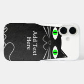 カスタムテキスト緑の目をした黒い太った猫 Case-Mate iPhoneケース (裏面 (横))