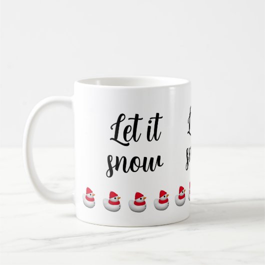 カスタムテキスト かわいい小さいスノーダック | 雪だるまの冬 コーヒーマグカップ (左)