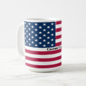 カスタムテキスト アメリカ国旗 マグカップ - 米国風コーヒーギフト (正面左)