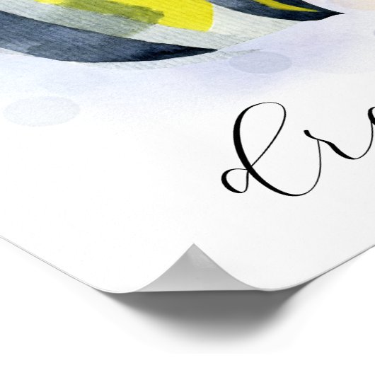 カスタムテキスト イエロー ブルー 熱帯魚 海のテーマ ポスター (角)