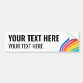 カスタムテキスト カラフルレインボーウェーブ バンパーステッカー (正面)