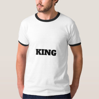 カスタムテキスト キング おしゃれな男性 少年 ボールド リンガー Tシャツ