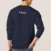 カスタムテキスト キング クラウン イメージ ネイビーブルー ロングスリーブ Tシャツ (裏面)