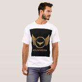 カスタムテキスト サマーバイブス ゴールドイーグル画像 白 Tシャツ (正面フル)