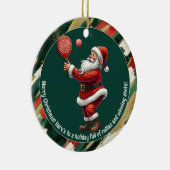 🎾🎄カスタムテキスト サンタ ラリー ラウンド セラミックオーナメント (右)