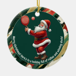 🎾🎄カスタムテキスト サンタ ラリー ラウンド セラミックオーナメント