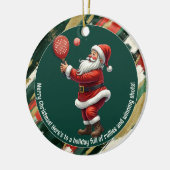🎾🎄カスタムテキスト サンタ ラリー ラウンド セラミックオーナメント (左)
