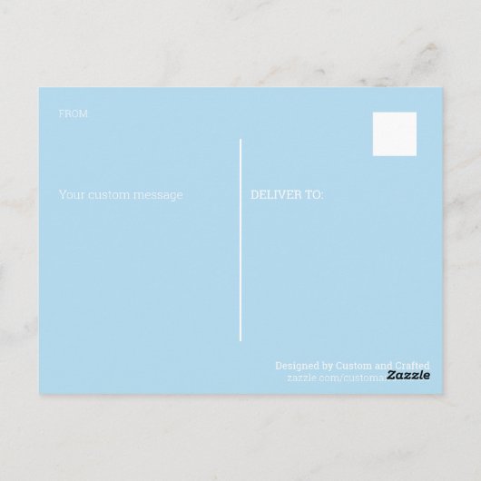 カスタムテキスト シカゴフラグ 青いストライプ 赤い星 ポストカード (裏面)