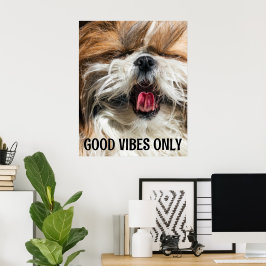 カスタムテキスト シ Shih tzu 舌 コメディ ポスター