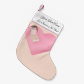 カスタムテキスト |スリープベビーラブピンクハート スモールクリスマスストッキング (正面 (吊り時))