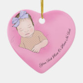 カスタムテキスト |スリープベビーラブピンクハート セラミックオーナメント (正面)