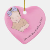 カスタムテキスト |スリープベビーラブピンクハート セラミックオーナメント (裏面)